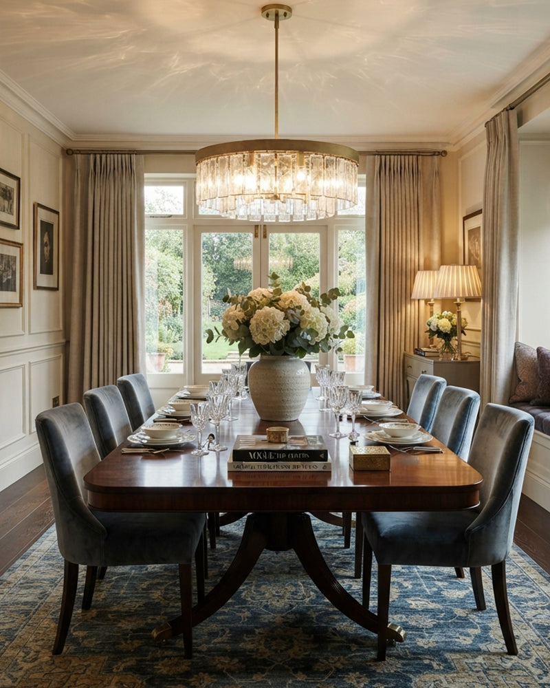 Courmayeur Crystal Clear Glass Double Tier Ring Chandelier - Crystal Clear Glass, Lux Gold Trim - Living Rooms, Bedrooms, Dining Rooms