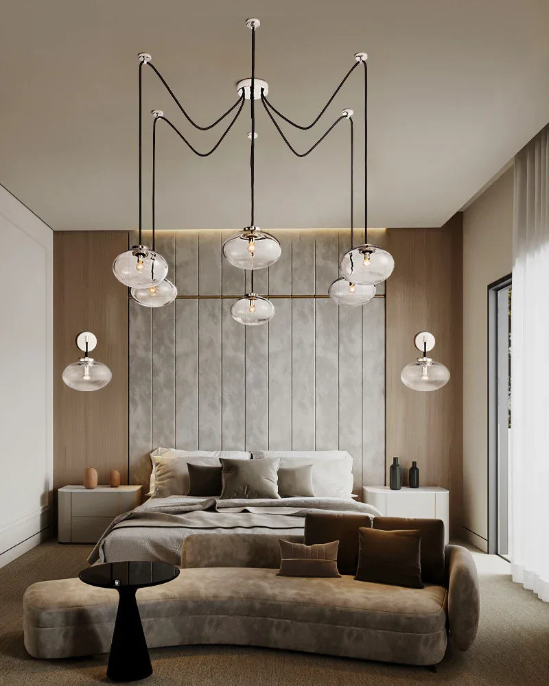 Oval-clear-glass-pendant-lamp-10d-with-brass-black-silver-metal-frame-2026 Modern Pendant lamp