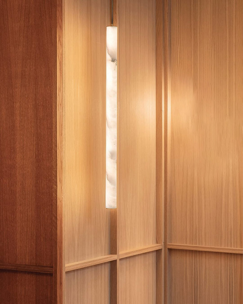 Callisto Horizontal Lighting LED Minimalist Linear Strip Alabaster Pendant Lamp for Dining Table