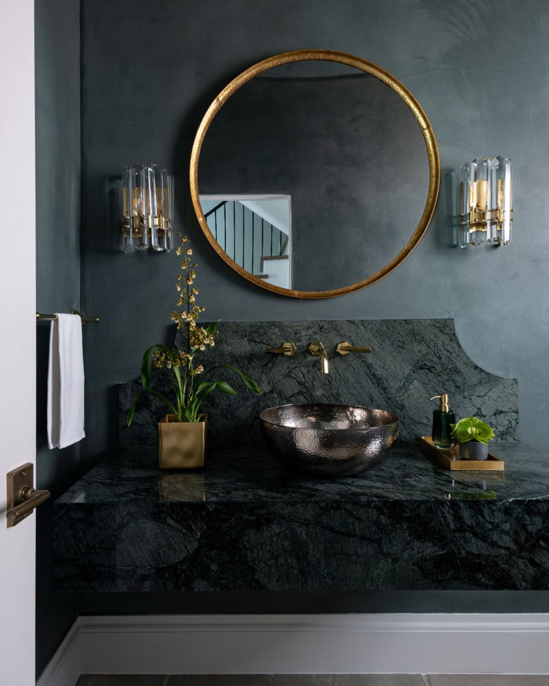 Double Bathroom Vanity LED Crystal Dimmable Wall Light Fixture Wide 8" Black/Brass/Chrome Metal