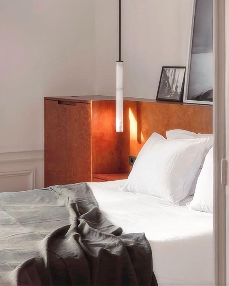 Callisto Horizontal Lighting LED Minimalist Linear Strip Alabaster Pendant Lamp for Dining Table