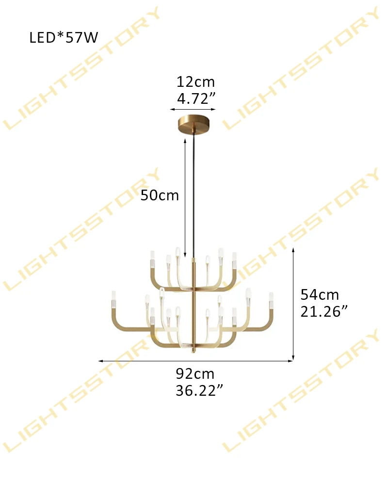 LightsStory Series Candlestick Design Chandelier with LED Lights for Dining rooms and Living Rooms 18 lights-D92*H54CM D36.22"*H21.26" Golden American chandelier