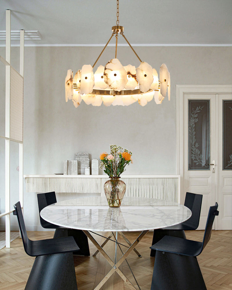 Luxury Irregular white Alabaster copper Chandelier,round/rectangle,60/80/100/120cm