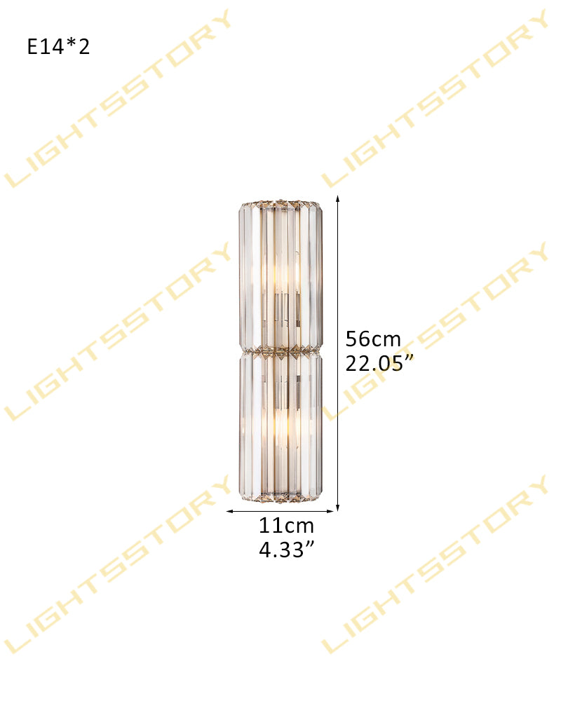 Cassis K9 Crystal Fluted Wall Light Sconce - Clear Crystal, Flush Mount - Bathrooms, Bedrooms and Hallways