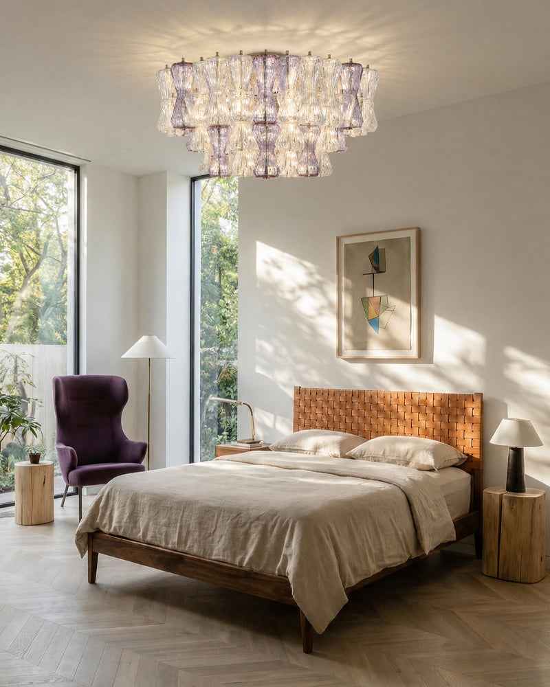 Glass Tiered Flush Mounted Ceiling Light - Clear & Amber Glass (Copy)
