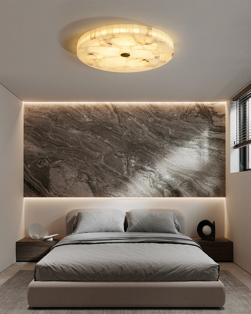 Modern White Spanish Marble Round Ceiling Light, Dia 16“/20"/24",18W to 48W