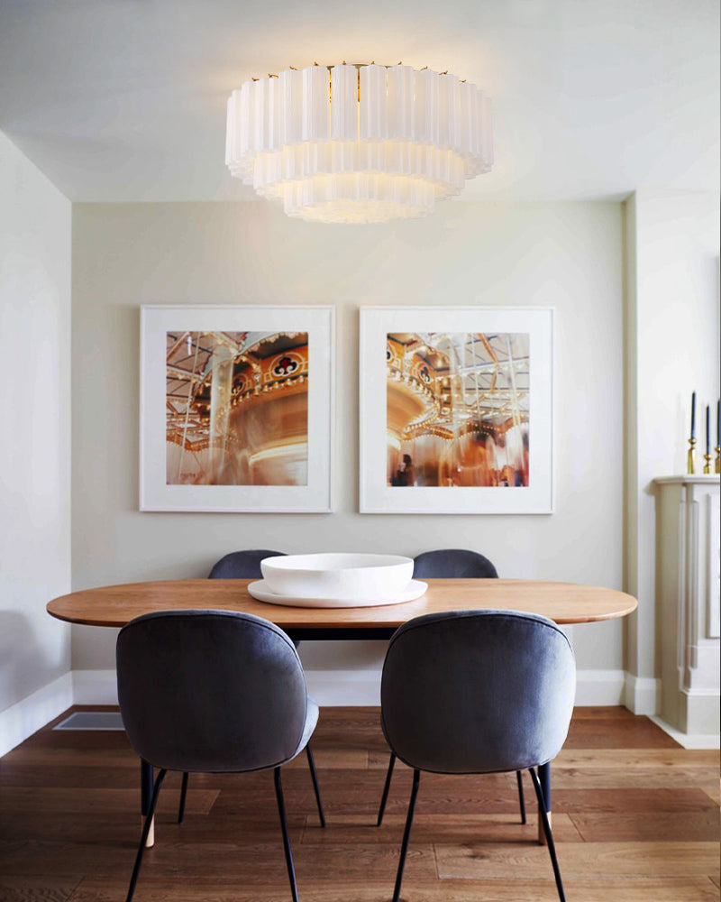 Exquisite Murano Colorful Glass Ceiling Lamps Wide 32in Aged Brass/Black Framework for Foyer Entrance Flush Mounted Ceiling Lamp