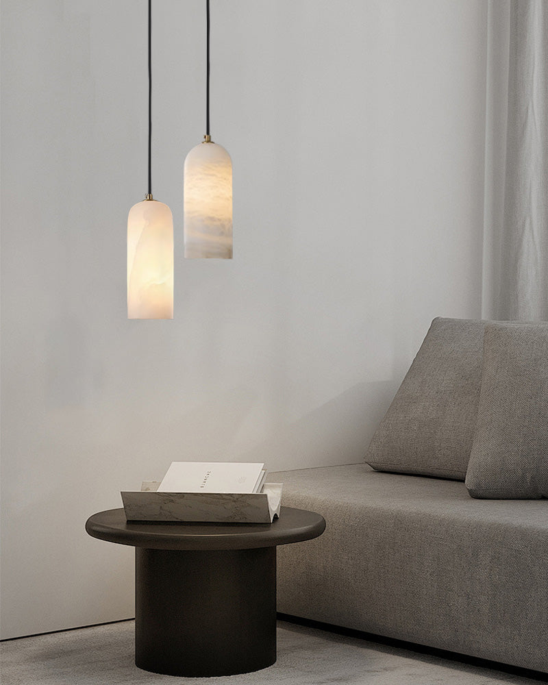 Small White Marble Pendant Lamp 1-light bulb with adjustable cord, multiple-head combination