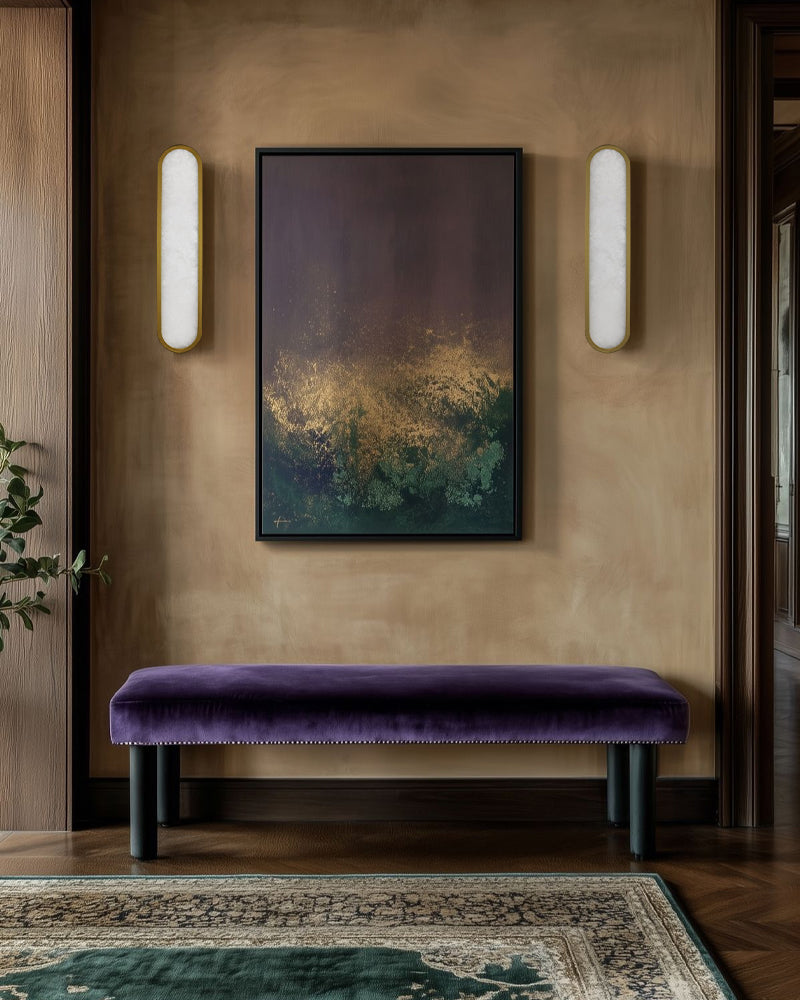 Modern Mariliza LED Long Oval Wall Sconce Black/Brass Framework Wide 16" 22" 24"36"