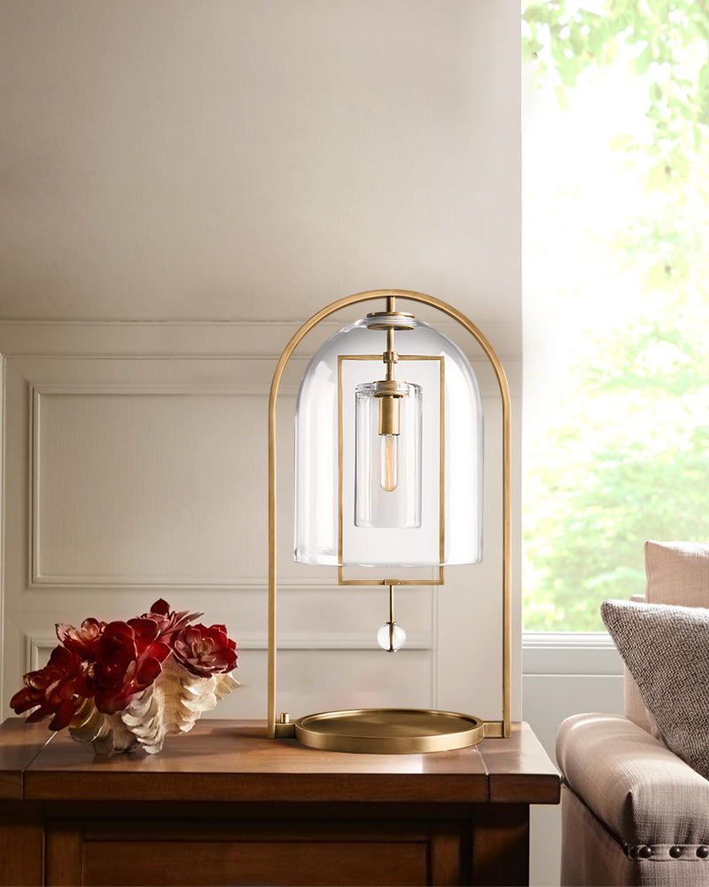 Blown glass & solid brass bedside lamps