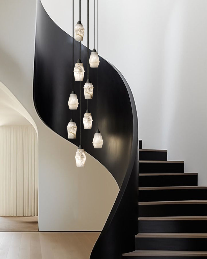 LightsStory Ethereal Marble Round Pendant Light - Artisanal Black