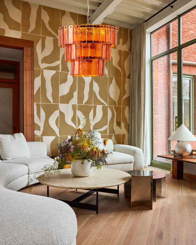 LightsStory Bespoke Round Multi-Tier Chandelier - Amber Glass Large 3-5 tiers
