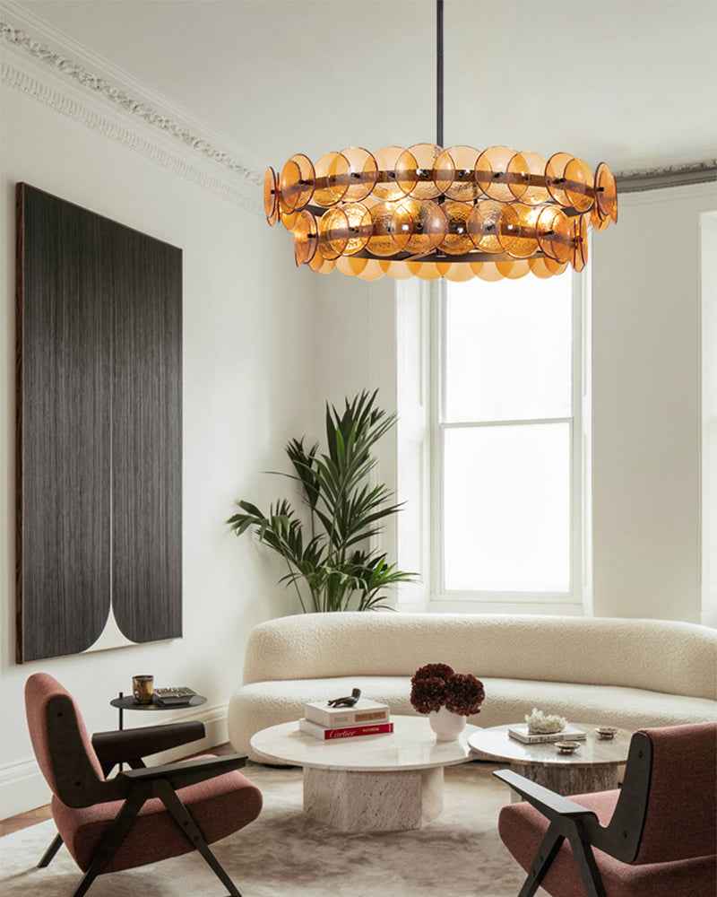 LightsStory Glass Multi-layer Round Chandelier - Art Decor