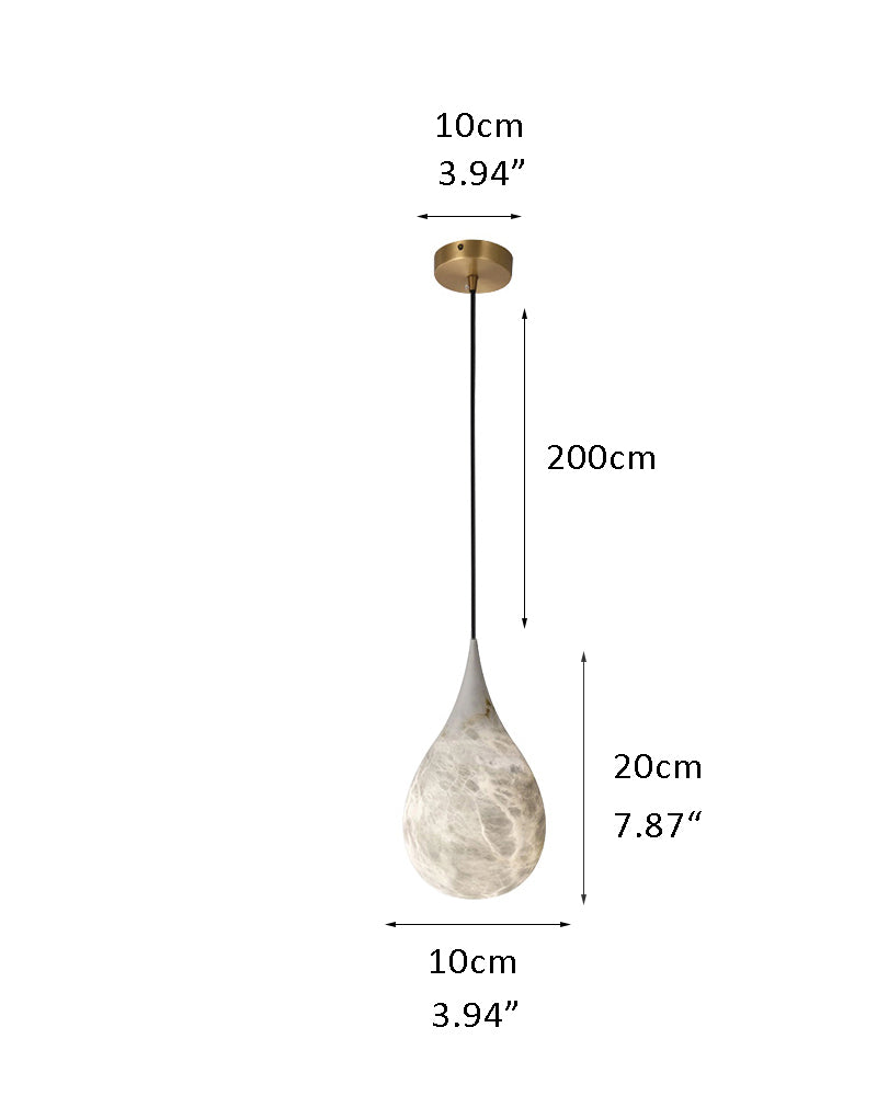 Elegant Spanish marble droplet pendant light dimensions, perfect for modern interiors