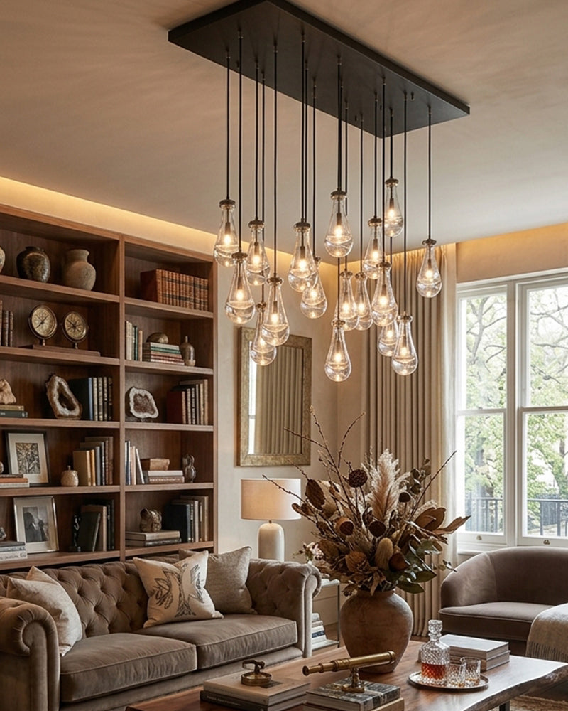 Aveline Teardrop Cluster Chandelier - Precision-Cut K9 Crystal - Luxury Home Interior Lighting