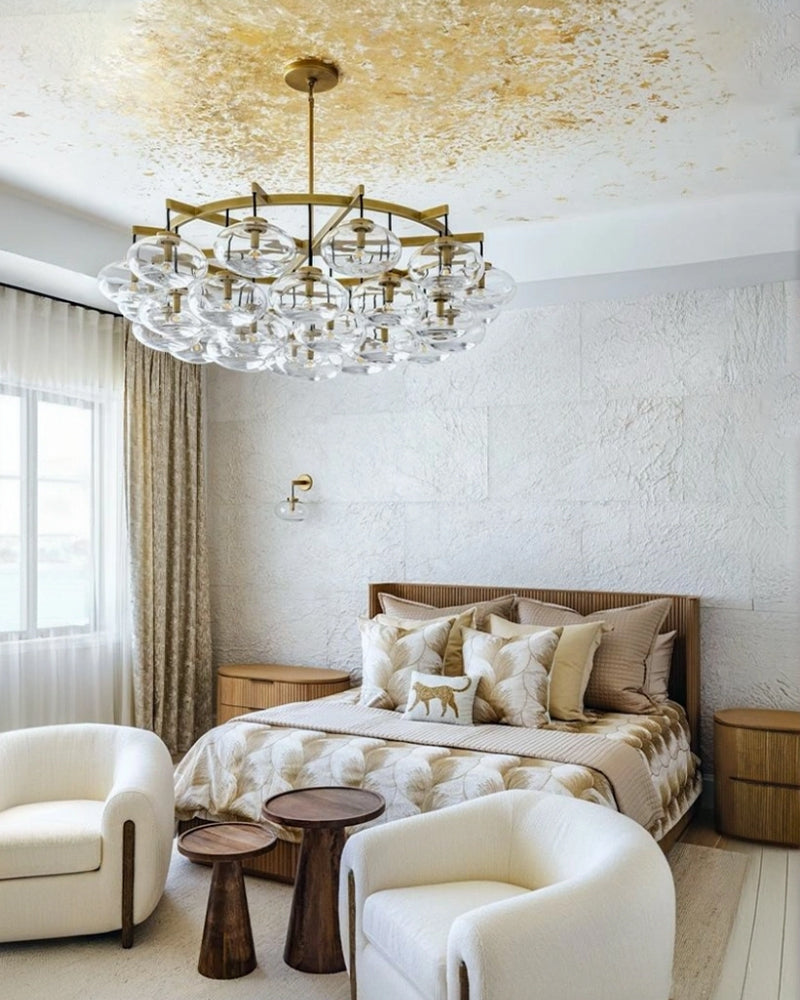 Cabrette Series Clear Glass Round Chandelier Wide 36" 48" 60" in Brass Ring for living room