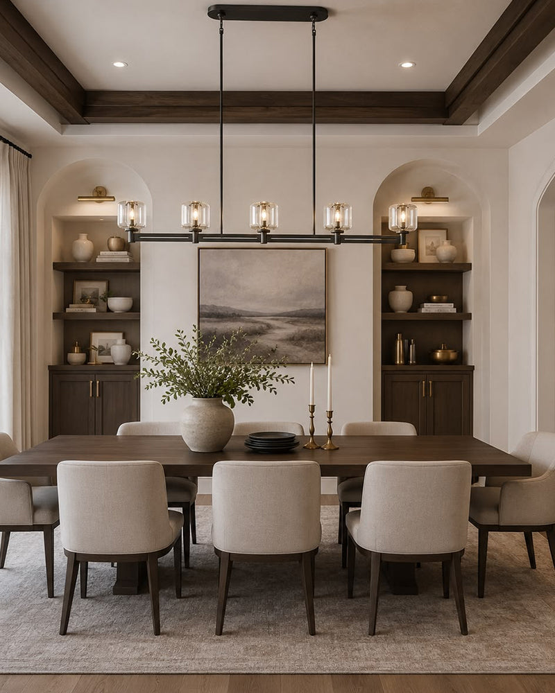 Mayfair K9 Crystal Prism Chandelier - Heritage Brass, Serene Black Trim - Kitchen, Dining Rooms & Living Rooms