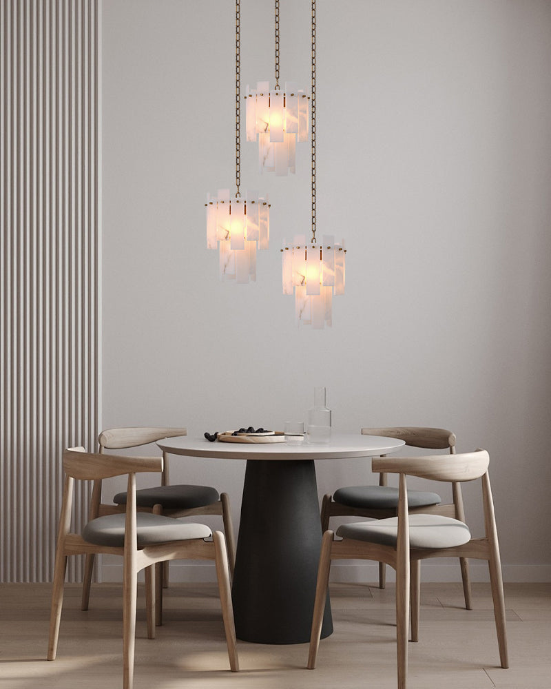 3-light Alabaster marble Cluster Chandelier 13" with adjustable chain 150cm for kitchen