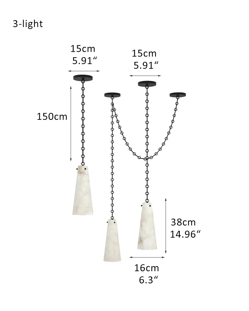 Modern Indoor Lamp,3 light Alabaster Chandelier lamp with adjustable brass/black chain