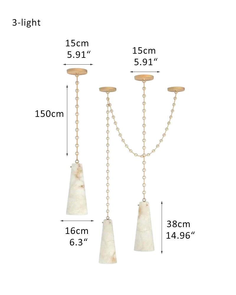 Modern Indoor Lamp,3 light Alabaster Chandelier lamp with adjustable brass/black chain