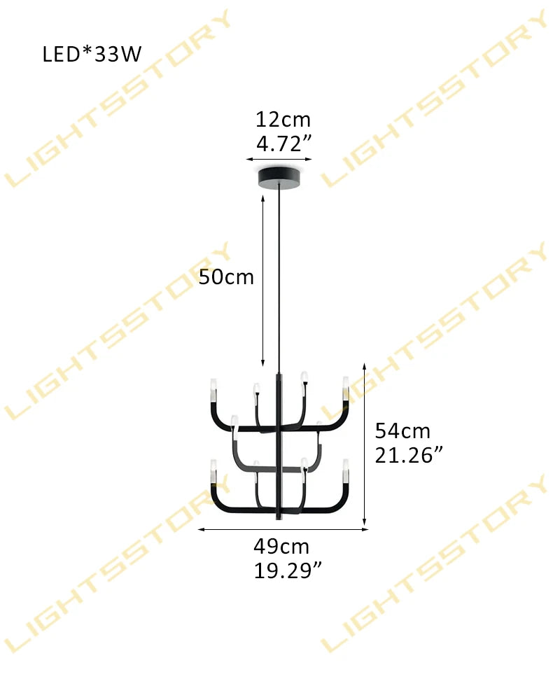 LightsStory Series Candlestick Design Chandelier with LED Lights for Dining rooms and Living Rooms 10 lights-D49*H54CM D19.29"*H21.26" Black American chandelier