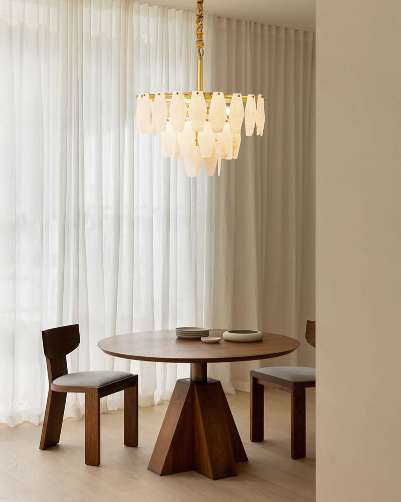 Tiered Circular Alabaster Petal Round Chandelier - 3 Tiers