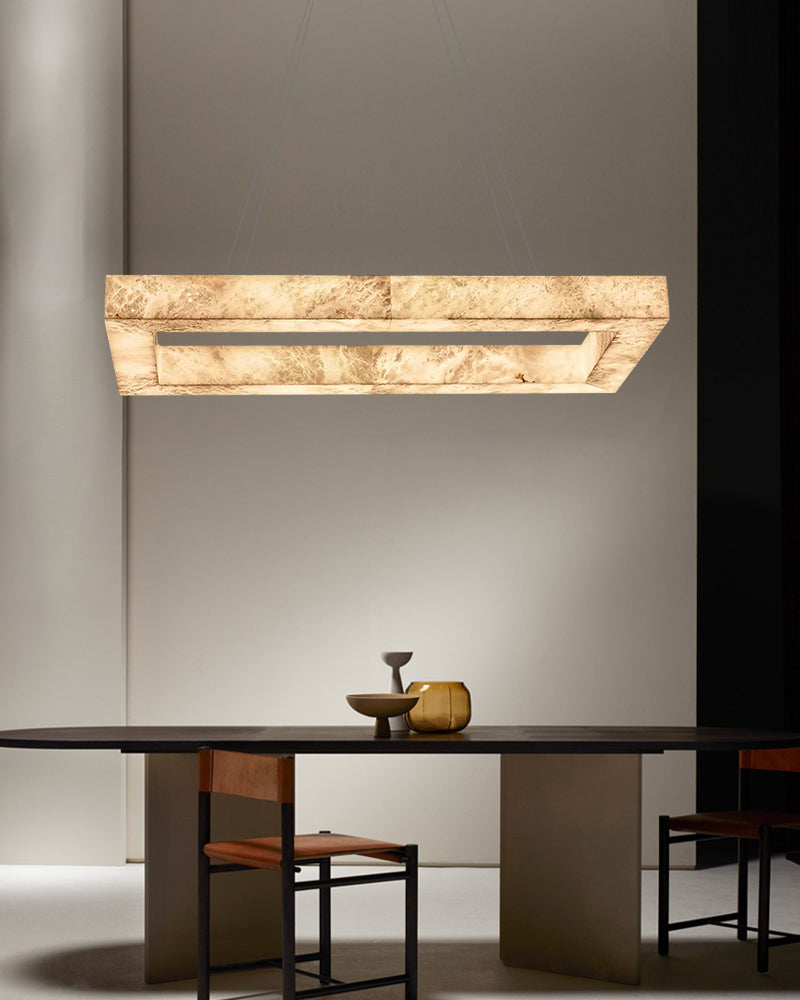 Rectangle Large Alabaster Pendant Lamp for kitchen Island,48“Dia 80w