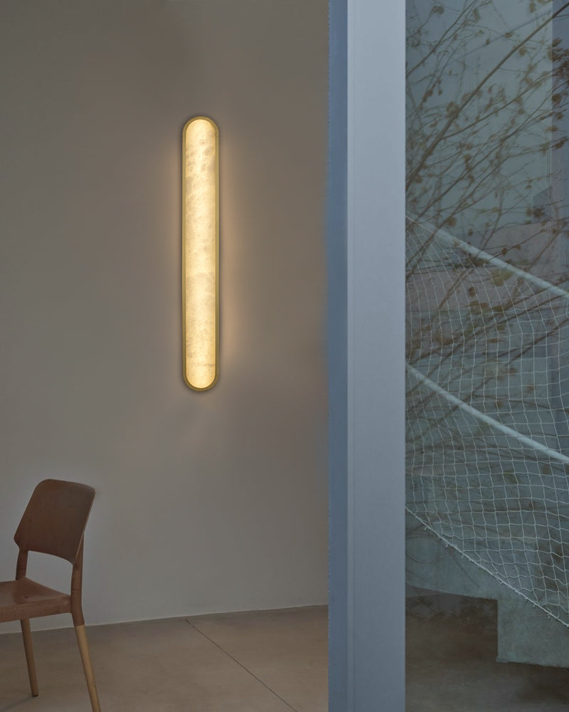 Modern Mariliza LED Long Oval Wall Sconce Black/Brass Framework Wide 16" 22" 24"36"