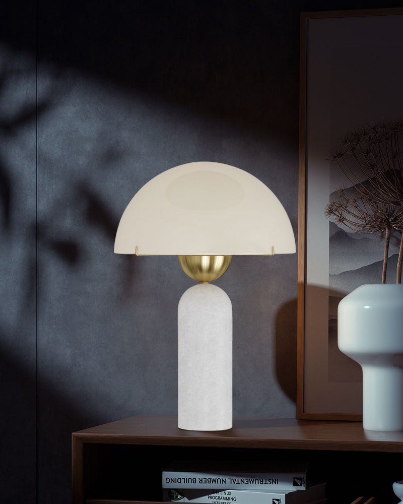 G9 Alabaster white marble table lamp,15W, Dia 12"