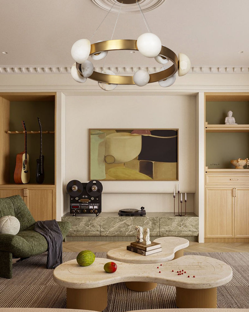 LightsStory Alabaster Drop-shaped Pendant Light - Statement Brass - LightsStory Chandeliers & Crystal Lighting - USA