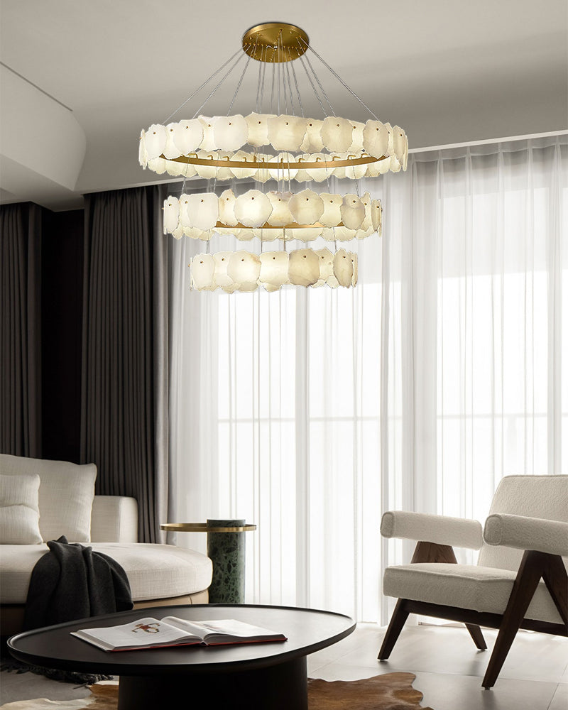 Multi-tiered marble chandelier with irregular pieces, modern chandeliers with stepless dimming