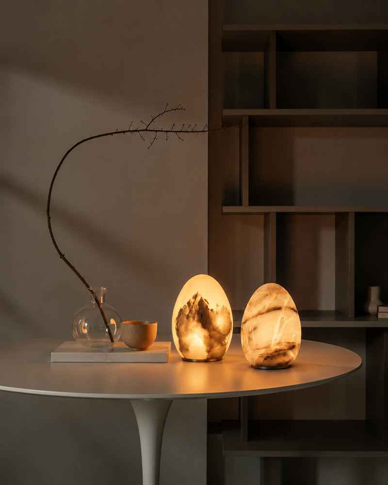 Wireless Alabaster Dimmable Table Lamp - Touch & Remote Control