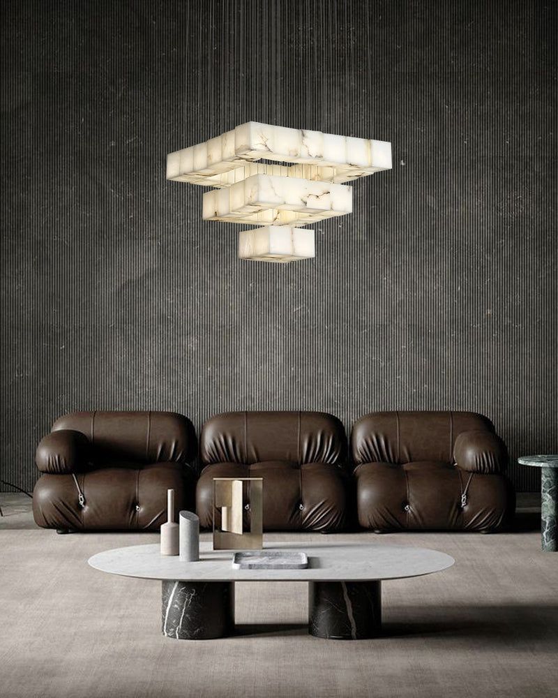 1/6/9/12/18/36-light G9 Alabaster Cluster Ceiling Pendant Lamp with Square Cube Design
