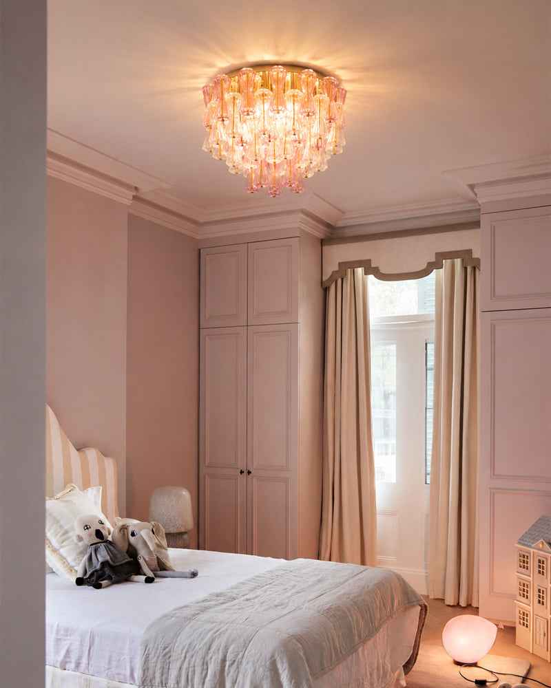 Glass Tiered Flush Mounted Ceiling Light - Clear & Amber Glass (Copy)