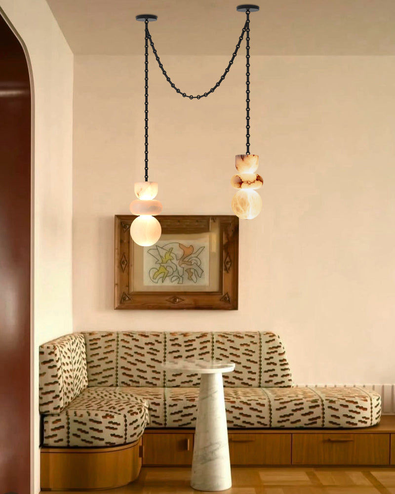 5 lights Multi Light Soft White Ablabaster Pendant Light Fixtures 4" Wide for dining room