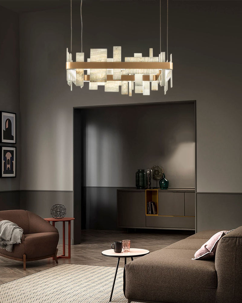 LightsStory Alabaster Rectangle Chandelier - Lux Gold - Statement - LightsStory Chandeliers & Crystal Lighting - USA