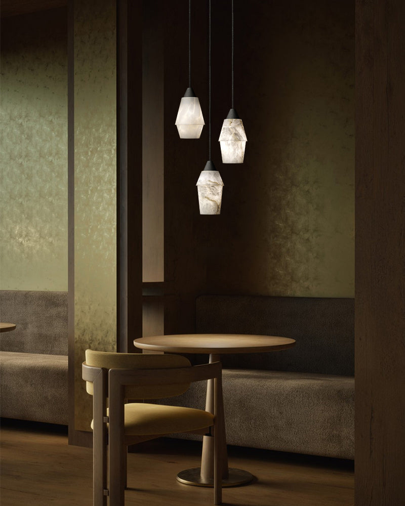 LightsStory Ethereal Marble Round Pendant Light - Artisanal Black