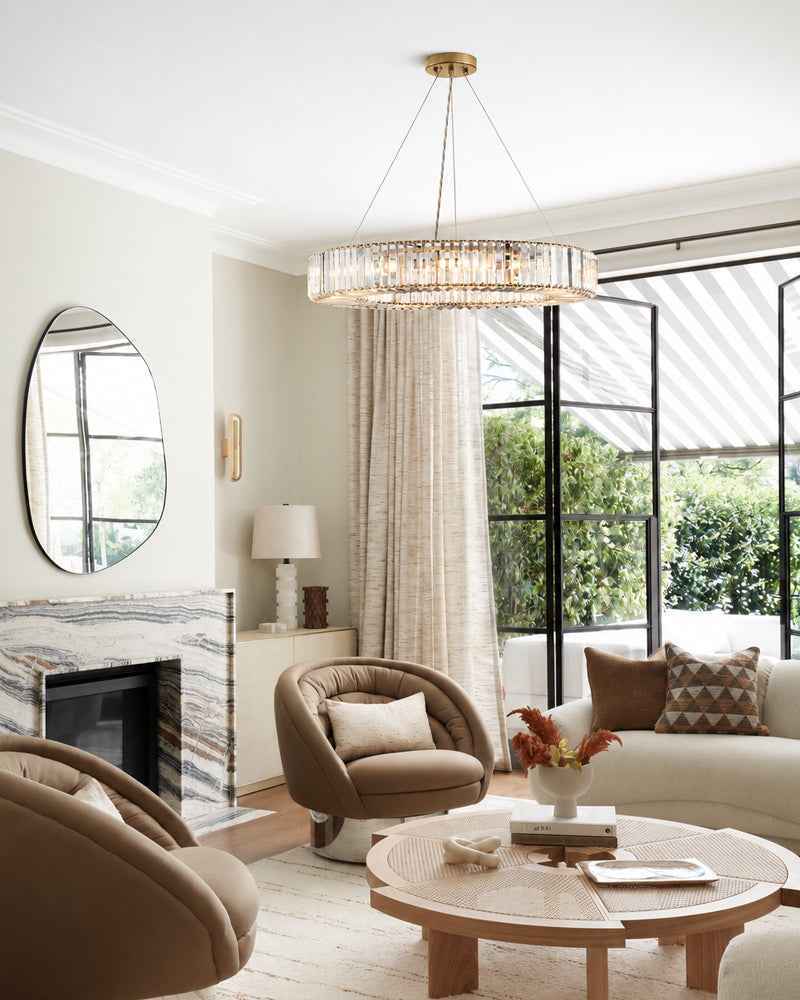LightsStory K9 Crystal Circle Double Chandelier - Clear Crystal - 2 to 18 Lights