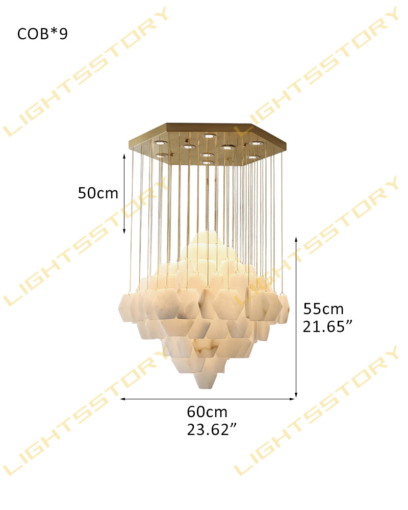 LightsStory Alabaster Streamline Chandelier - Geometrical White Stone