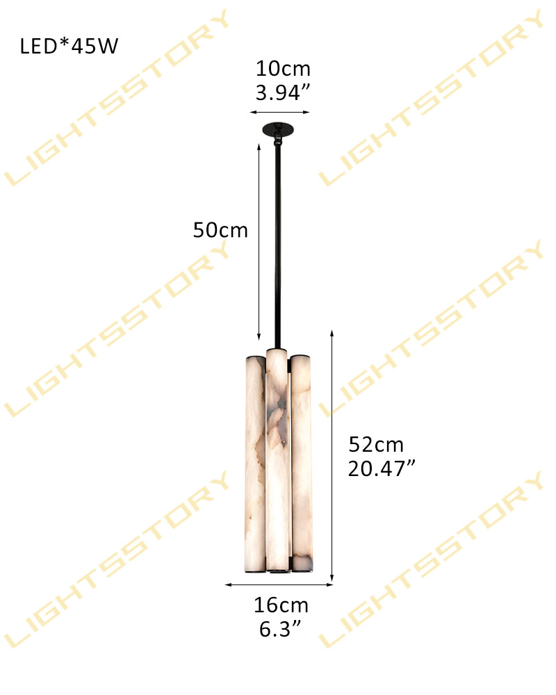 Callisto Horizontal Lighting LED Minimalist Linear Strip Alabaster Pendant Lamp for Dining Table