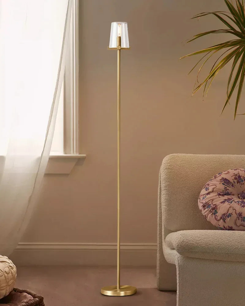 LightsStory Series Geometric Floor Lamp | Open Circular Lacquered brass structure with clear glass shades, Lacquered Black finish for Dining rooms, kitchens, and entryways American chandelier