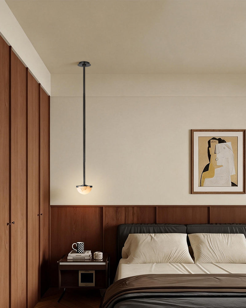 Comporta Series Geometric Wall Sconce | Sculptural Two-Tier Hand-Carved Natural Alabaster, Brass and Black finish for Living Rooms, Hallways, and Bedside Suites Flush Mounted Wall Sconce Lamp