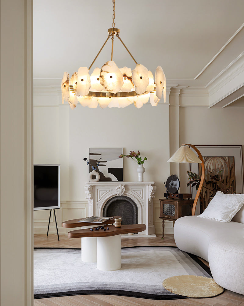 Luxury Irregular white Alabaster copper Chandelier,round/rectangle,60/80/100/120cm