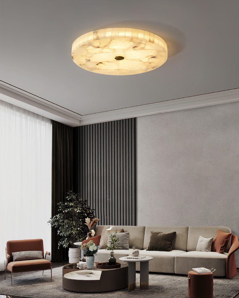 Modern White Spanish Marble Round Ceiling Light, Dia 16“/20"/24",18W to 48W