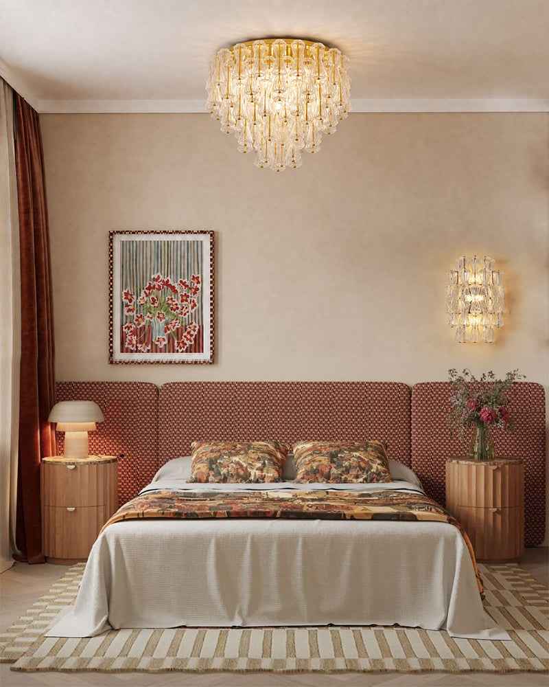 Glass Tiered Flush Mounted Ceiling Light - Clear & Amber Glass (Copy)