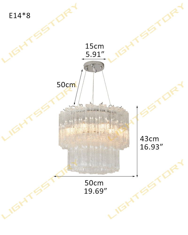 Murano Glass Round Mutil-layers Chandelier - Clear Star Shape Glass - Luxury Living Room