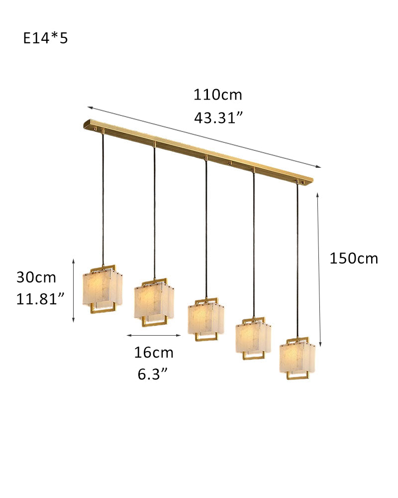 24-light cluster ceiling pendant lamp dimensions: 30x110cm with copper frame and marble details.