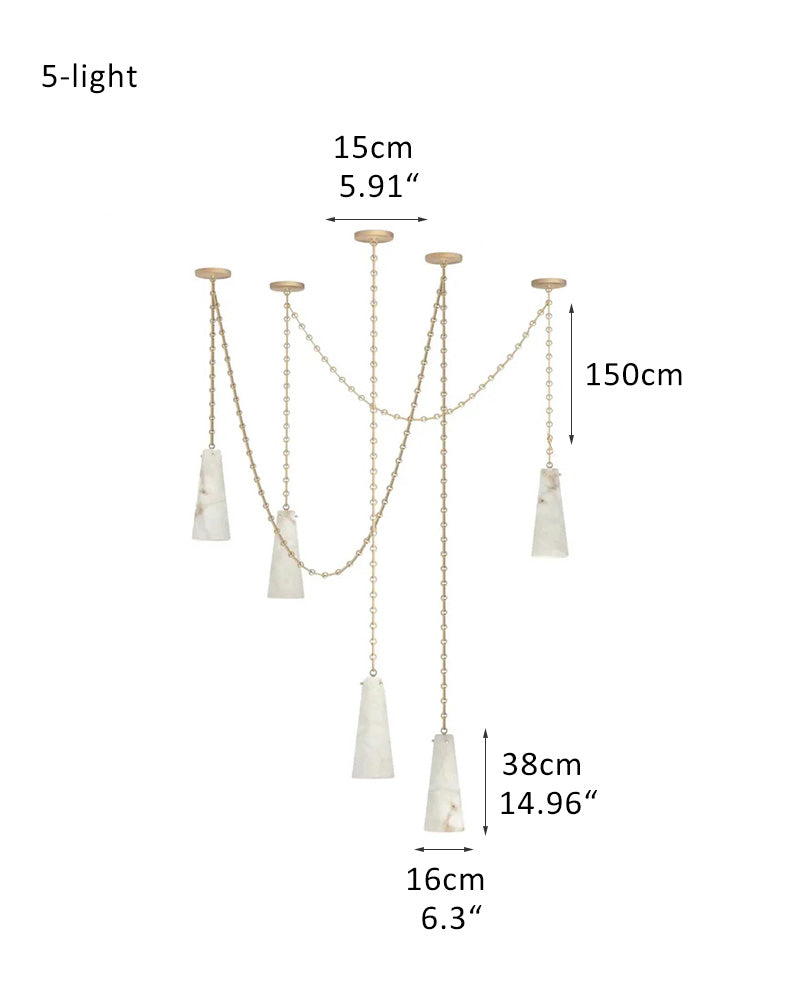 Modern Indoor Lamp,3 light Alabaster Chandelier lamp with adjustable brass/black chain