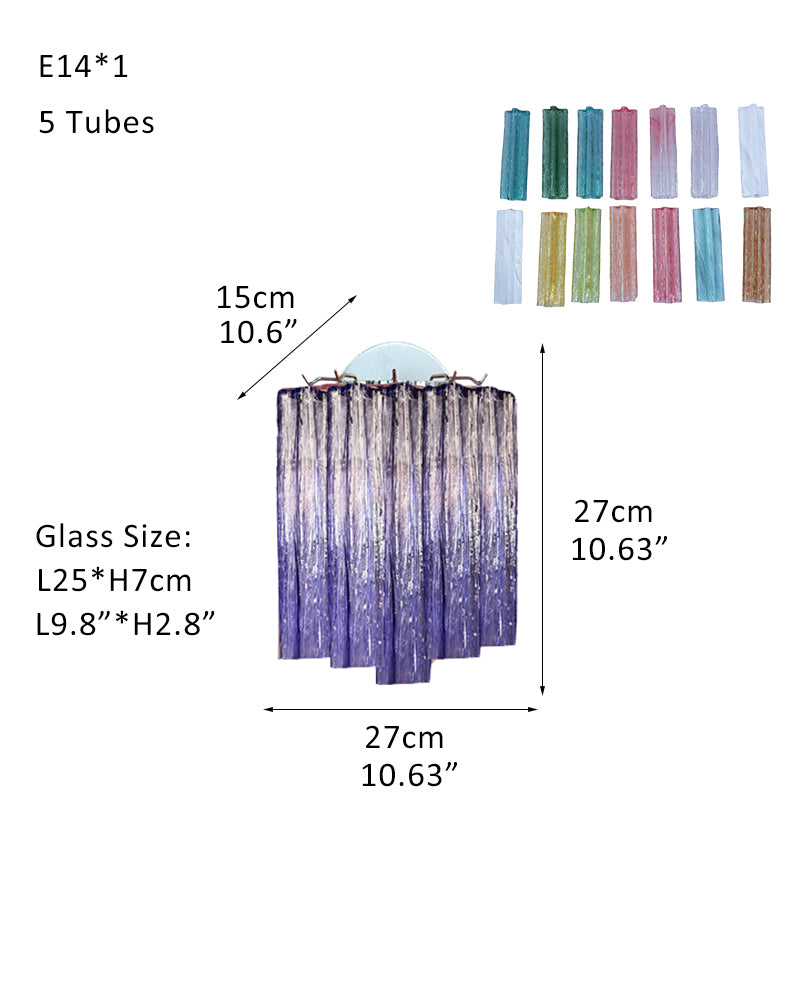 Modern Colored Murano Purple Glass Tube Tronchi Chandelier