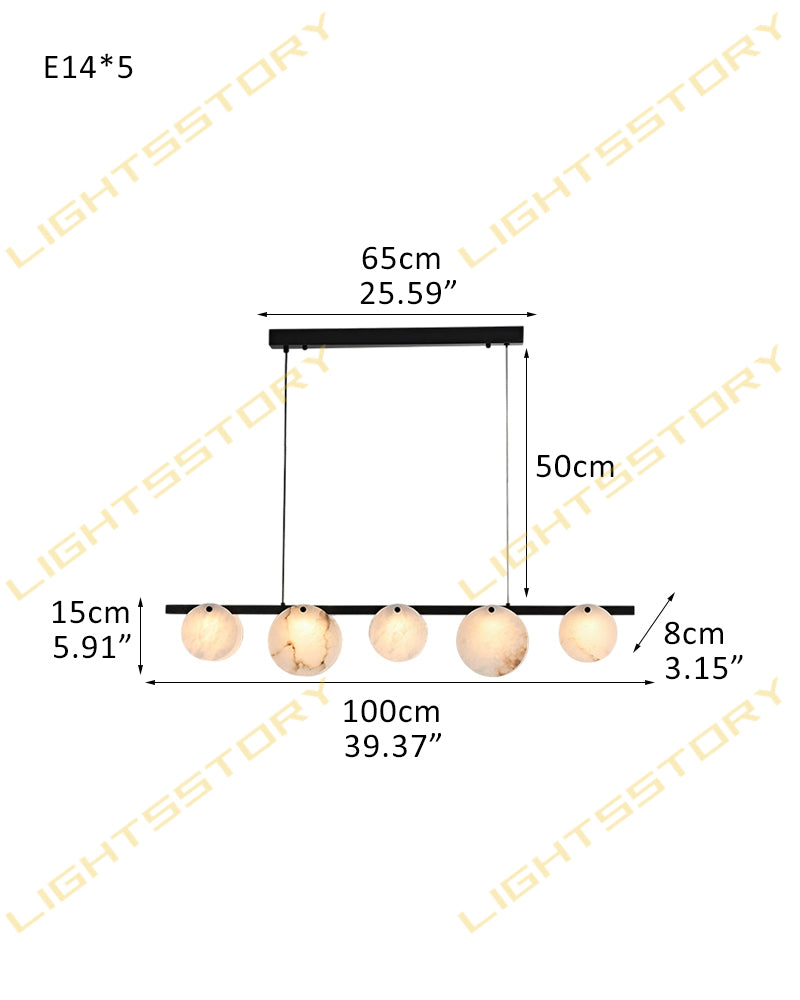 LightsStory Alabaster Statement Pendant Light - Linear Round Brass
